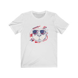 Adult Short Sleeve Tee T-Shirt Unisex - Pitbull Pit bull USA American Flag