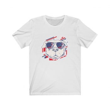 Adult Short Sleeve Tee T-Shirt Unisex - Pitbull Pit bull USA American Flag