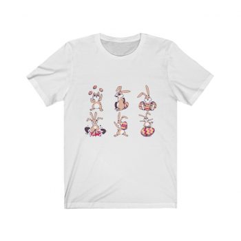 Adult Short Sleeve Tee T-Shirt Unisex Several Colors - Easter Bunnies with Easter Eggs Bunny
