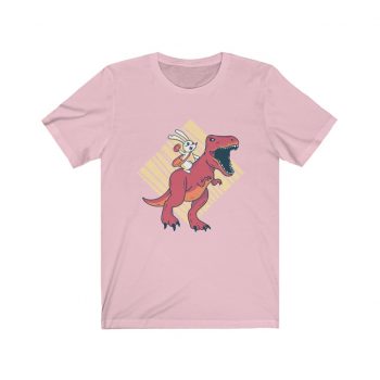 Adult Short Sleeve Tee T-Shirt Unisex Several Colors - Easter Bunny Dinosaur T Rex Tyrannosaurus