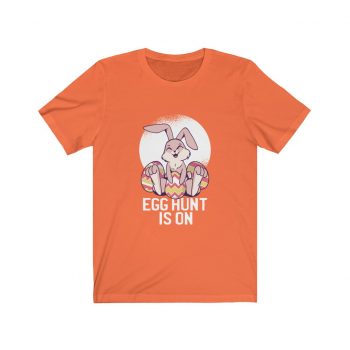 Adult Short Sleeve Tee T-Shirt Unisex Several Colors - Easter Egg Hunt is On  - Bunny Eggs