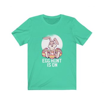 Adult Short Sleeve Tee T-Shirt Unisex Several Colors - Easter Egg Hunt is On  - Bunny Eggs