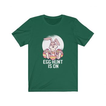 Adult Short Sleeve Tee T-Shirt Unisex Several Colors - Easter Egg Hunt is On  - Bunny Eggs