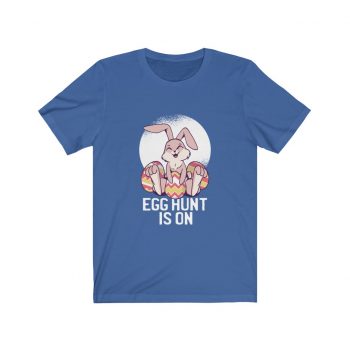 Adult Short Sleeve Tee T-Shirt Unisex Several Colors - Easter Egg Hunt is On  - Bunny Eggs