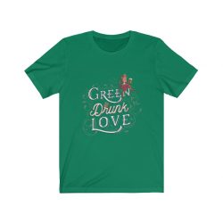 Adult Short Sleeve Tee T-Shirt Unisex Several Colors - Green Drunk Love St Patrick's Day Leprechaun Beer