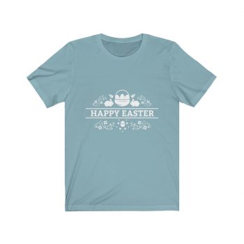 Adult Short Sleeve Tee T-Shirt Unisex Several Colors - Happy Easter - Eggs Basket Bunny