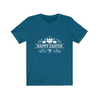 Adult Short Sleeve Tee T-Shirt Unisex Several Colors - Happy Easter - Eggs Basket Bunny