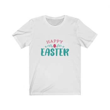 Adult Short Sleeve Tee T-Shirt Unisex Several Colors - Happy Easter Pink Blue Easter Egg