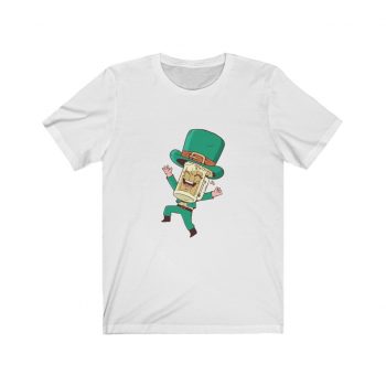 Adult Short Sleeve Tee T-Shirt Unisex - St Patrick's Day Leprechaun Beer Stein Cartoon