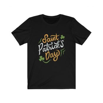 Adult Short Sleeve Tee T-Shirt Unisex - St Patricks Day Shamrocks Clovers Orange Green