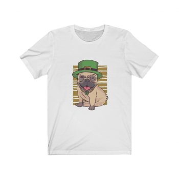 Adult Short Sleeve Tee T-Shirt Unisex - St Patricks Pug Dog Clover