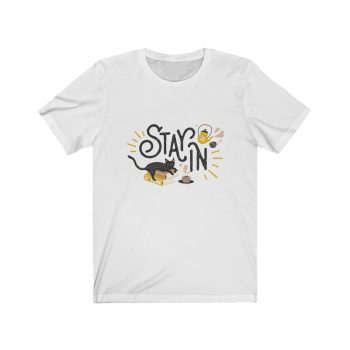 Adult Short Sleeve Tee T-Shirt Unisex - Stay In Cat Coronavirus Covid 19