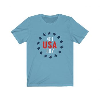 Adult Short Sleeve Tee T-Shirt Unisex - USA 4th of July Circle of Stars