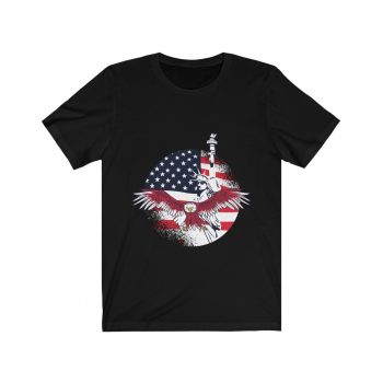 Adult Short Sleeve Tee T-Shirt Unisex - USA Flag American Eagle Statue of Liberty