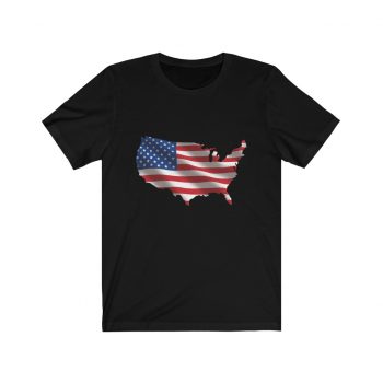 Adult Short Sleeve Tee T-Shirt Unisex - USA Flag Map of United States