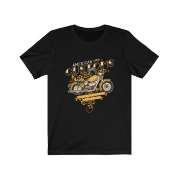 Adult Short Sleeve Tee T-Shirt Unisex - Vintage Motorcycle American Customs Powered