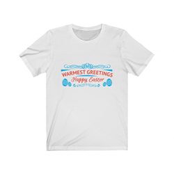 Adult Short Sleeve Tee T-Shirt Unisex - Warmest Greetings Happy Easter - Red Blue