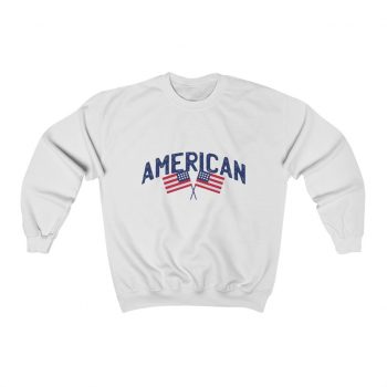 Adult Sweatshirt Unisex Heavy Blend - American Two USA Flags