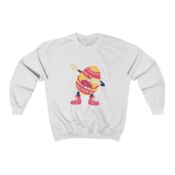 Adult Sweatshirt Unisex Heavy Blend - Dancing Dabbing Easter Egg Pink Orange