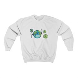 Adult Sweatshirt Unisex Heavy Blend - Earth Face Mask Fighting Coronavirus Covid 19