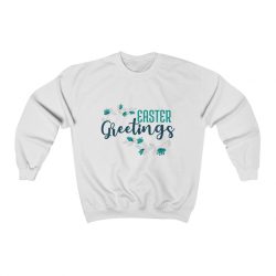 Adult Sweatshirt Unisex Heavy Blend - Easter Greetings - Blue Turquoise Teal