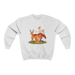 Adult Sweatshirt Unisex Heavy Blend - Forest Animals Fox Deer Moose Possum