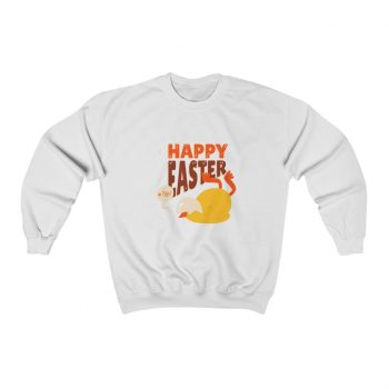 Adult Sweatshirt Unisex Heavy Blend - Happy Easter - Chick Fell Down with Broken Egg