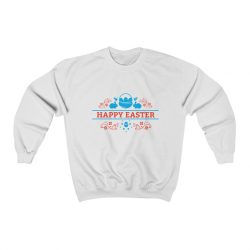 Adult Sweatshirt Unisex Heavy Blend - Happy Easter - Easter Basket Bunny Red Blue