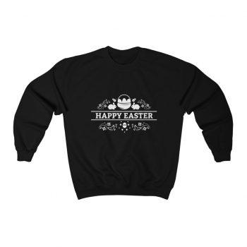 Adult Sweatshirt Unisex Heavy Blend - Happy Easter - Eggs Basket Bunny