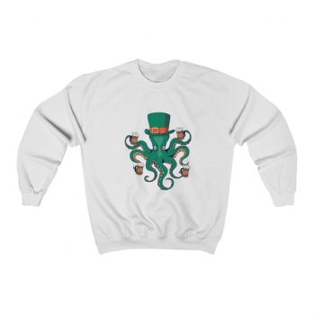 Adult Sweatshirt Unisex Heavy Blend - Leprechaun Octopus St Patricks Beer Stein