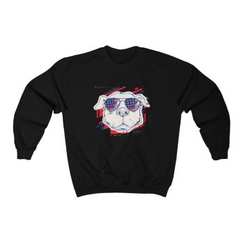 Adult Sweatshirt Unisex Heavy Blend - Pitbull Pit bull USA American Flag