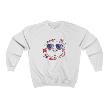 Adult Sweatshirt Unisex Heavy Blend - Pitbull Pit bull USA American Flag