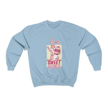 Adult Sweatshirt Unisex Heavy Blend Several Colors - Sweet Happiness - Easter Bunny with Easter Egg