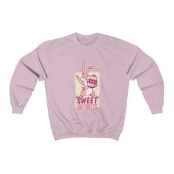 Adult Sweatshirt Unisex Heavy Blend Several Colors - Sweet Happiness - Easter Bunny with Easter Egg