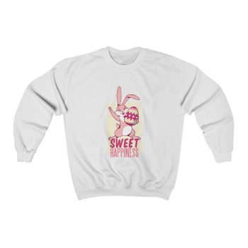 Adult Sweatshirt Unisex Heavy Blend Several Colors - Sweet Happiness - Easter Bunny with Easter Egg