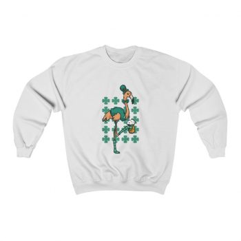 Adult Sweatshirt Unisex Heavy Blend - St Patrick's Day Flamingo Drinking Beer Clover