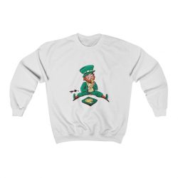 Adult Sweatshirt Unisex Heavy Blend - St Patrick's Day Leprechaun Eating Pizza