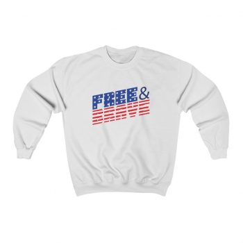 Adult Sweatshirt Unisex Heavy Blend - USA Flag Free and Brave