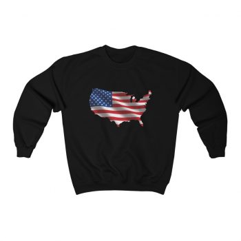 Adult Sweatshirt Unisex Heavy Blend - USA Flag Map of United States