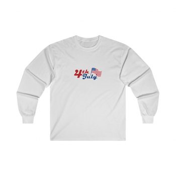 Adult Ultra Cotton Long Sleeve Tee - 4th of July USA Flag