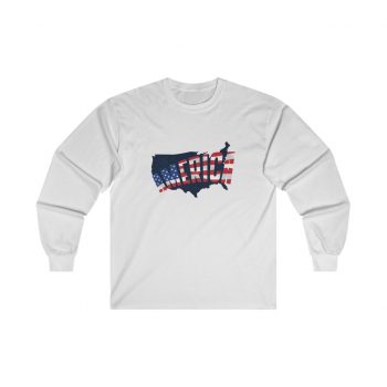 Adult Ultra Cotton Long Sleeve Tee - America USA Map