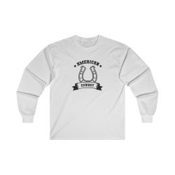 Adult Ultra Cotton Long Sleeve Tee - American Cowboy Horse Shoe