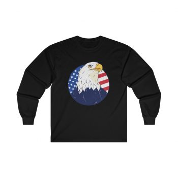 Adult Ultra Cotton Long Sleeve Tee - American Eagle USA Flag