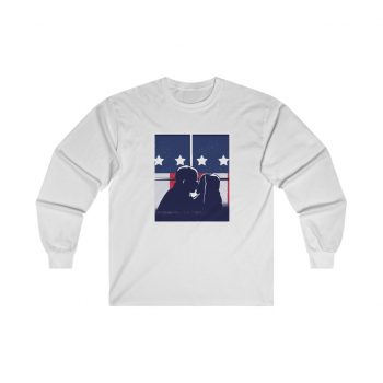 Adult Ultra Cotton Long Sleeve Tee - American Flag Kiss Window