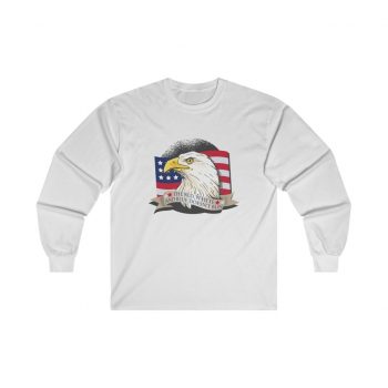 Adult Ultra Cotton Long Sleeve Tee - American Patriot Eagle The Red White and Blue