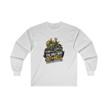 Adult Ultra Cotton Long Sleeve Tee - Army The Only Way Out of Hell is to go Through it