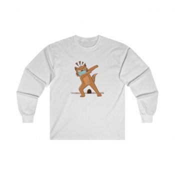 Adult Ultra Cotton Long Sleeve Tee - Cat Dabbing Coronavirus Covid 19