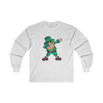 Adult Ultra Cotton Long Sleeve Tee - Dancing Leprechaun Dabbing St Patricks Day