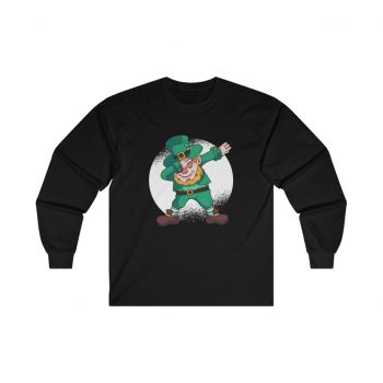 Adult Ultra Cotton Long Sleeve Tee - Dancing Leprechaun Dabbing St Patricks Day