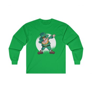 Adult Ultra Cotton Long Sleeve Tee - Dancing Leprechaun Dabbing St Patricks Day